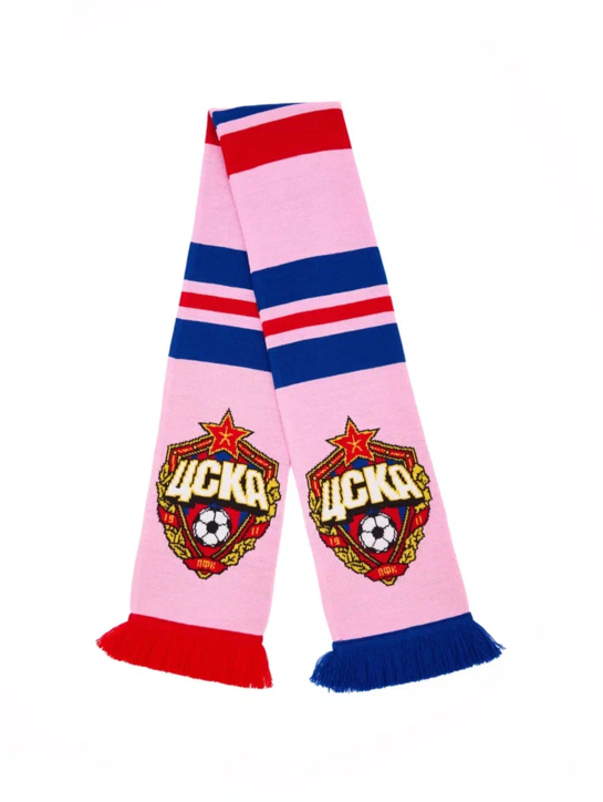 Шарф вязаный розовый