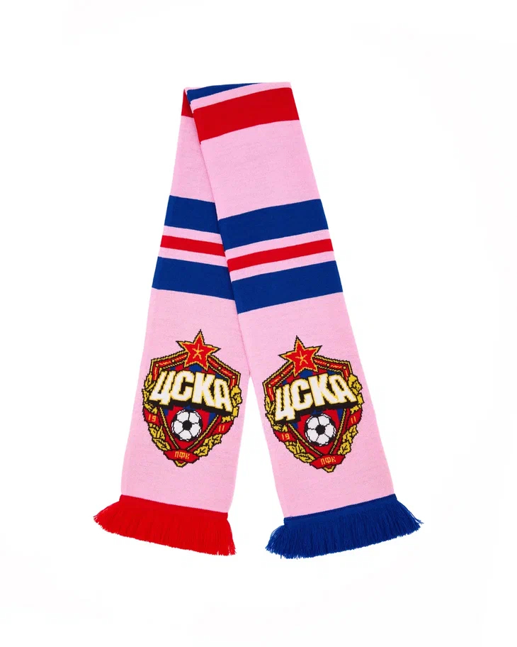 Шарф вязаный розовый