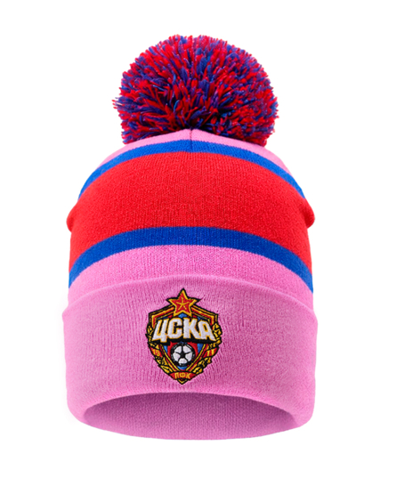 Шапка вязаная розовая