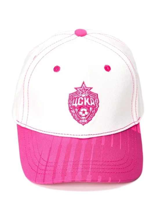 Бейсболка Эмблема, бело-розовая