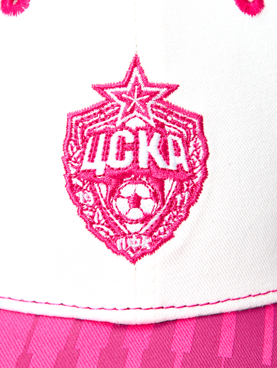 Бейсболка Эмблема, бело-розовая