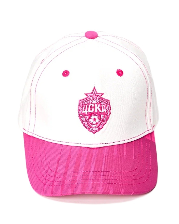 Бейсболка Эмблема, бело-розовая