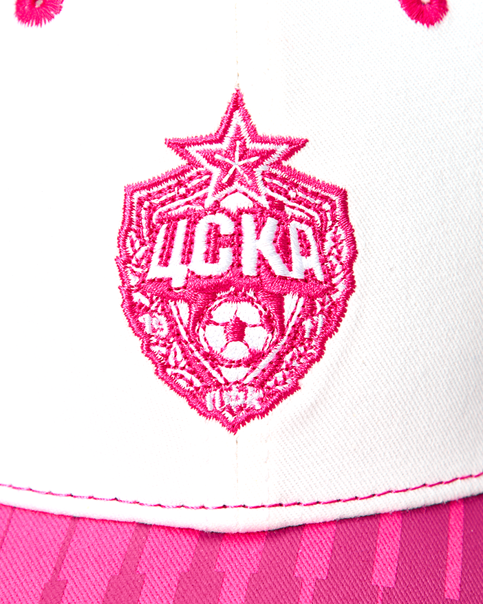 Бейсболка Эмблема, бело-розовая